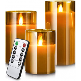 Набор електронных восковых свечей 3 шт с еффектом живого пламени на батарейках